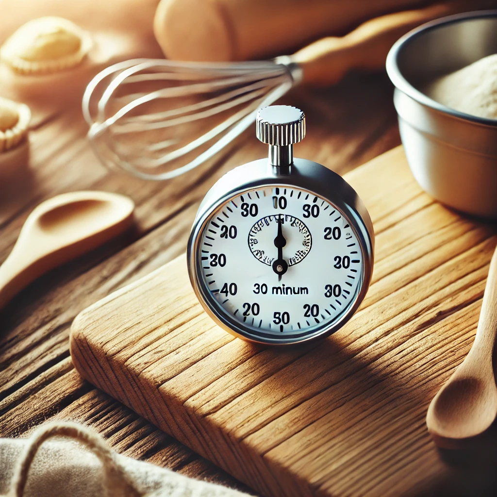 Blueberry muffins recipe kitchen timer set to 30 minute