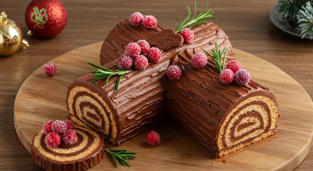 explore the beloved Bûche de Noël or Yule Log Cake recipe, a classic French dessert perfect for the holiday season. Inspired by ancient European solstice traditions, this festive treat features a tender chocolate sponge cake rolled with a creamy filling and topped with luscious ganache, crafted to resemble a rustic log