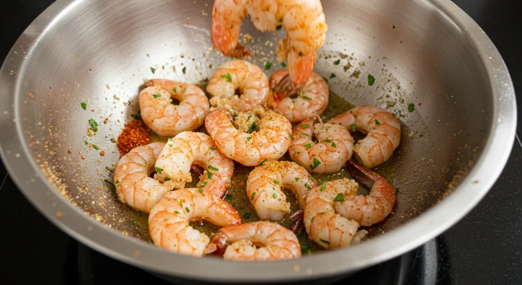 Coating shrimp with seasoning mixture for air fryer shrimp